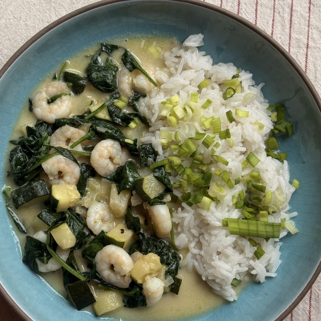 Zielony Curry z krewetkami