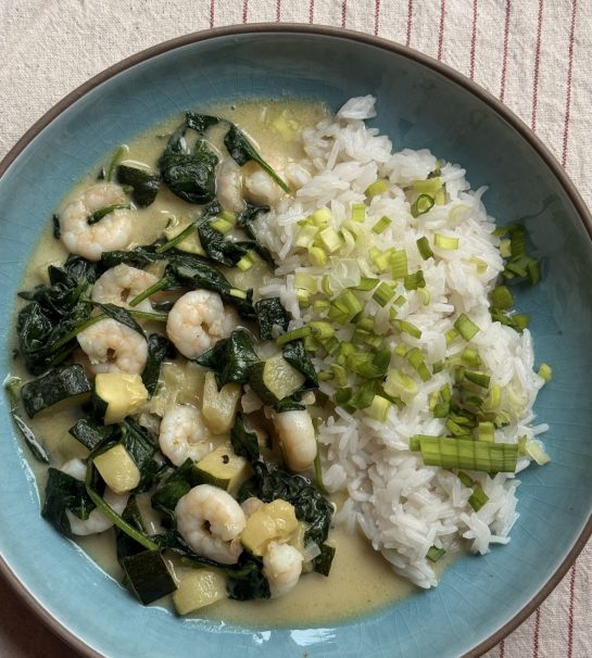 Zielony Curry z krewetkami